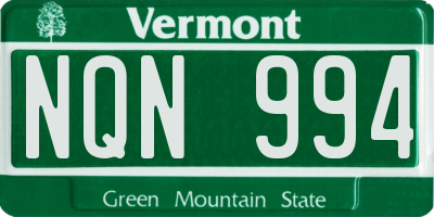 VT license plate NQN994