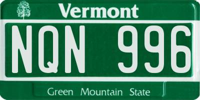 VT license plate NQN996