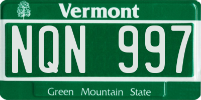 VT license plate NQN997