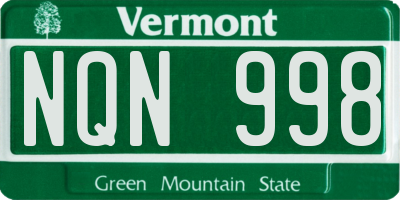 VT license plate NQN998