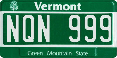 VT license plate NQN999