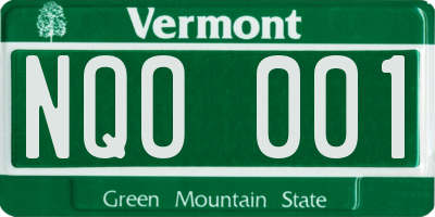 VT license plate NQO001