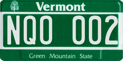 VT license plate NQO002