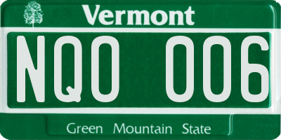 VT license plate NQO006