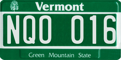VT license plate NQO016