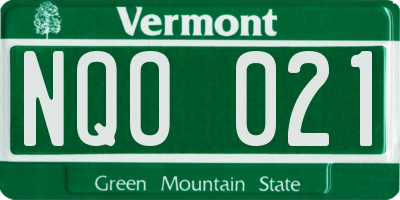 VT license plate NQO021