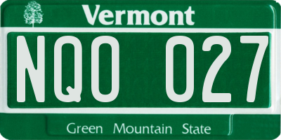VT license plate NQO027