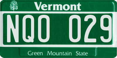 VT license plate NQO029