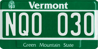 VT license plate NQO030