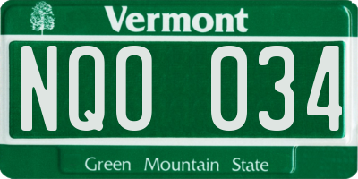 VT license plate NQO034