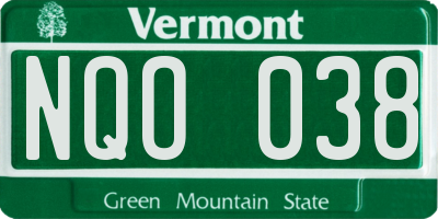 VT license plate NQO038