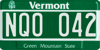 VT license plate NQO042