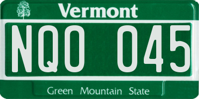 VT license plate NQO045