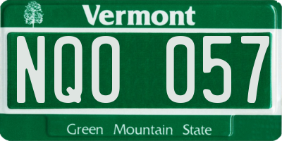 VT license plate NQO057