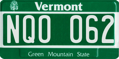 VT license plate NQO062