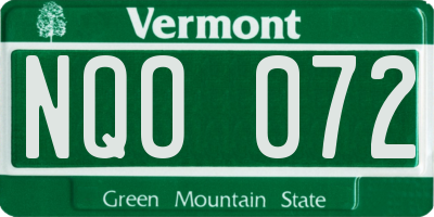 VT license plate NQO072
