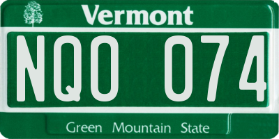 VT license plate NQO074