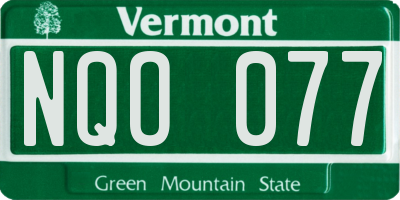 VT license plate NQO077