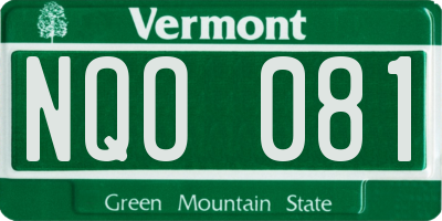 VT license plate NQO081
