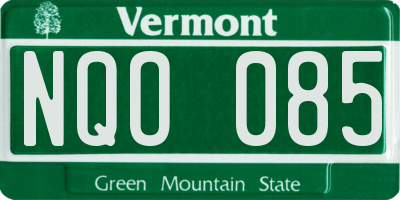 VT license plate NQO085