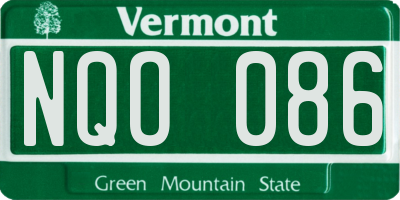 VT license plate NQO086
