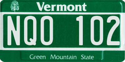 VT license plate NQO102