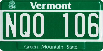 VT license plate NQO106
