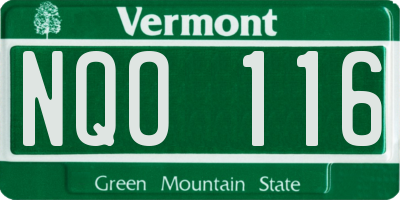 VT license plate NQO116