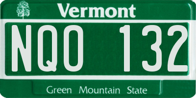 VT license plate NQO132