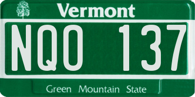 VT license plate NQO137