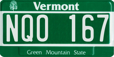 VT license plate NQO167