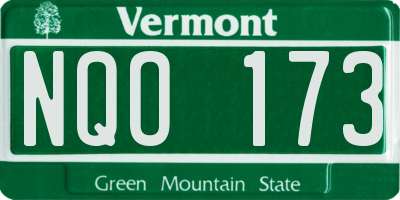 VT license plate NQO173