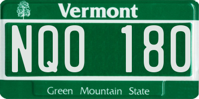 VT license plate NQO180