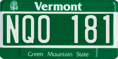VT license plate NQO181