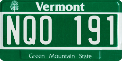 VT license plate NQO191