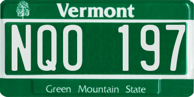 VT license plate NQO197