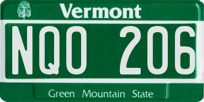 VT license plate NQO206