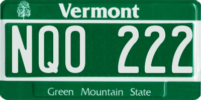 VT license plate NQO222
