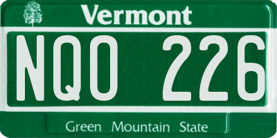 VT license plate NQO226