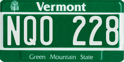 VT license plate NQO228