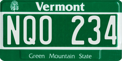 VT license plate NQO234