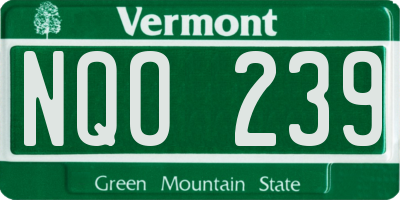 VT license plate NQO239