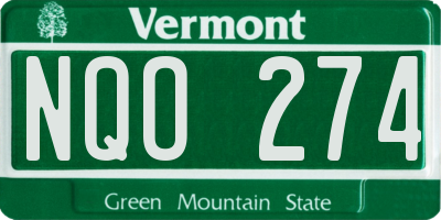 VT license plate NQO274