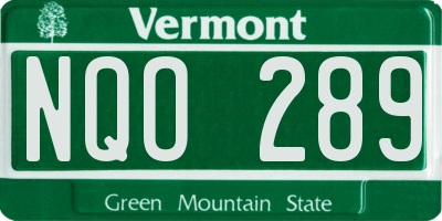 VT license plate NQO289
