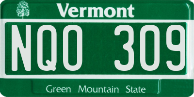 VT license plate NQO309
