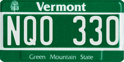 VT license plate NQO330