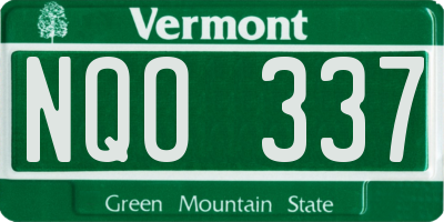 VT license plate NQO337