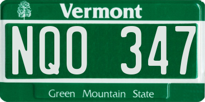 VT license plate NQO347
