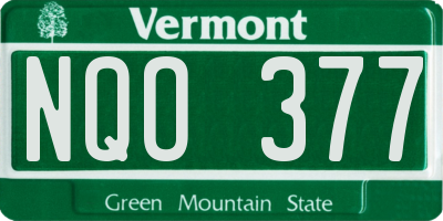 VT license plate NQO377