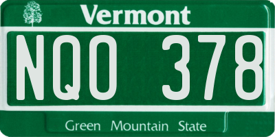 VT license plate NQO378